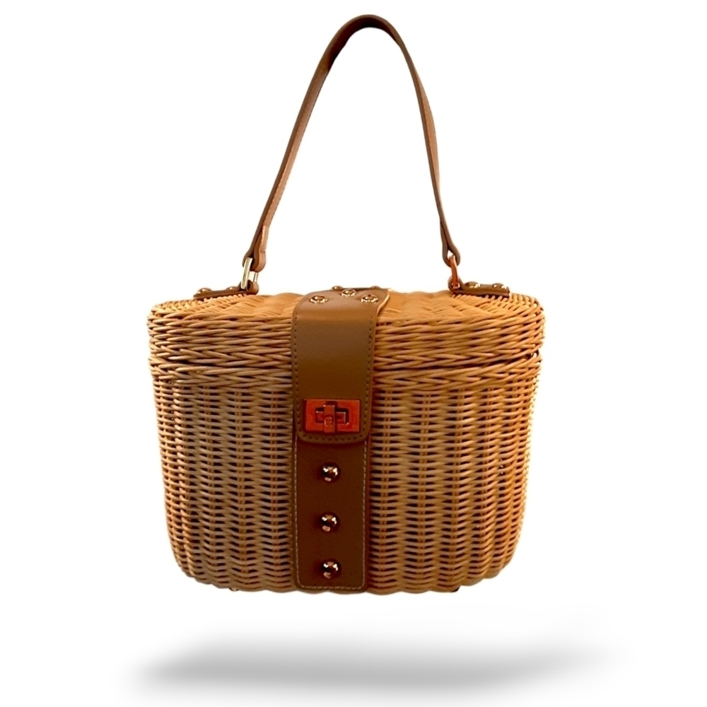 Vintage 1980s Etienne Aigner Rattan Basket Designer Handbag